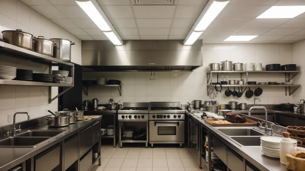 Commercial kitchen line with automated energy management
